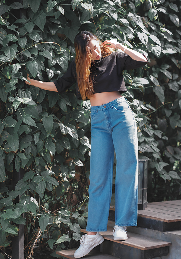 BLUE WIDE LEG PANT